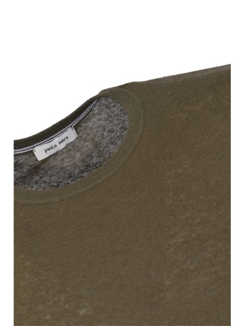 T-shirt in misto lino e cotone Militare Paolo Nero | 3530510090